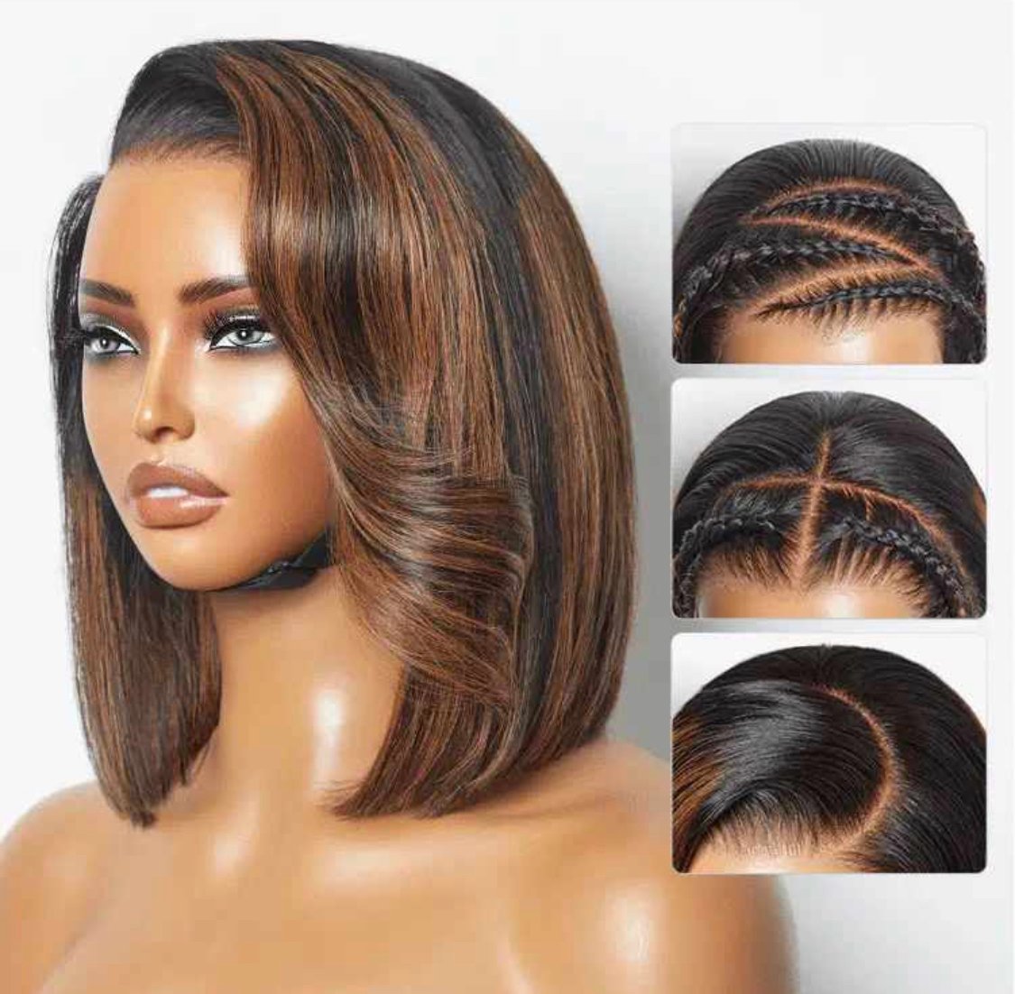 Amber Luxury HD Lace Bob Wig – Pre-Plucked Hairline, Sleek Straight Natural Hair